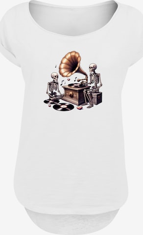 T-shirt 'Gothic Skeleton Vintage Vinyl Plattenspieler' F4NT4STIC en blanc : devant
