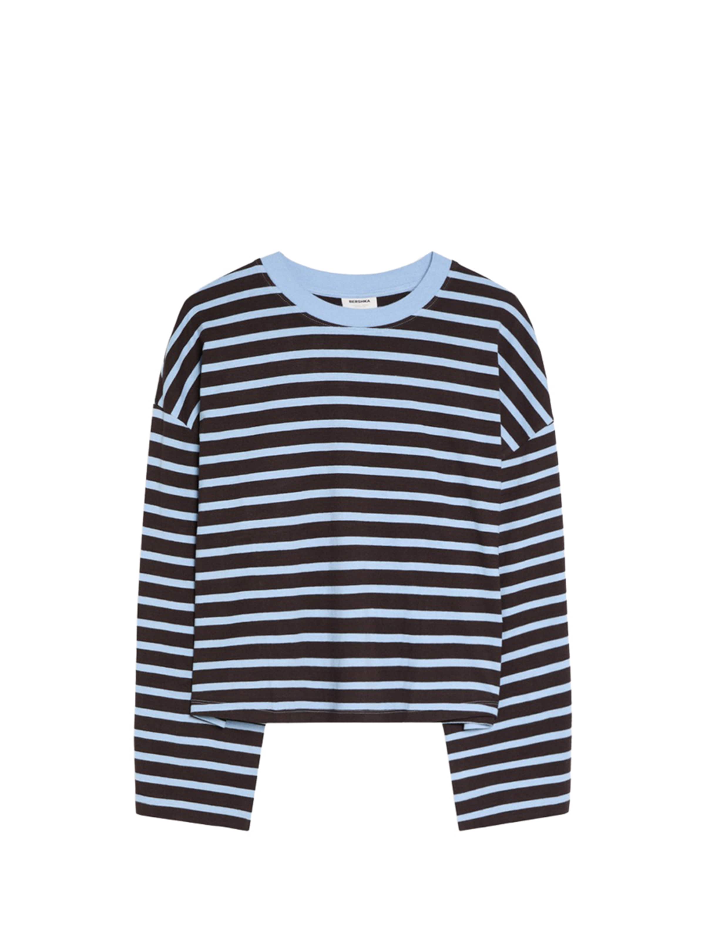 Bershka T-shirt en XS en bleu clair / brun foncé, Vue avec produit