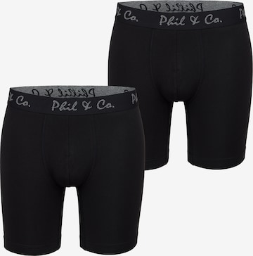 Phil & Co. Berlin Boxer shorts ' Long Boxer Briefs ' in Black: front