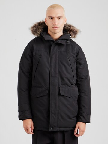 Superdry Winterparka 'Everest' in Zwart: voorkant