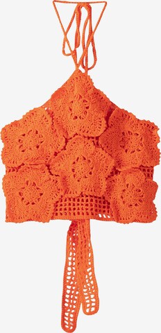 Bershka Knitted Top in Orange: front