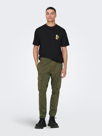 Regular Pantalon cargo 'Linus' Only & Sons en vert