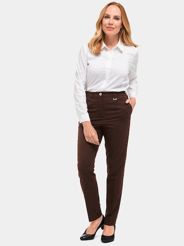 Coupe slim Pantalon 'ANNA' Goldner en marron