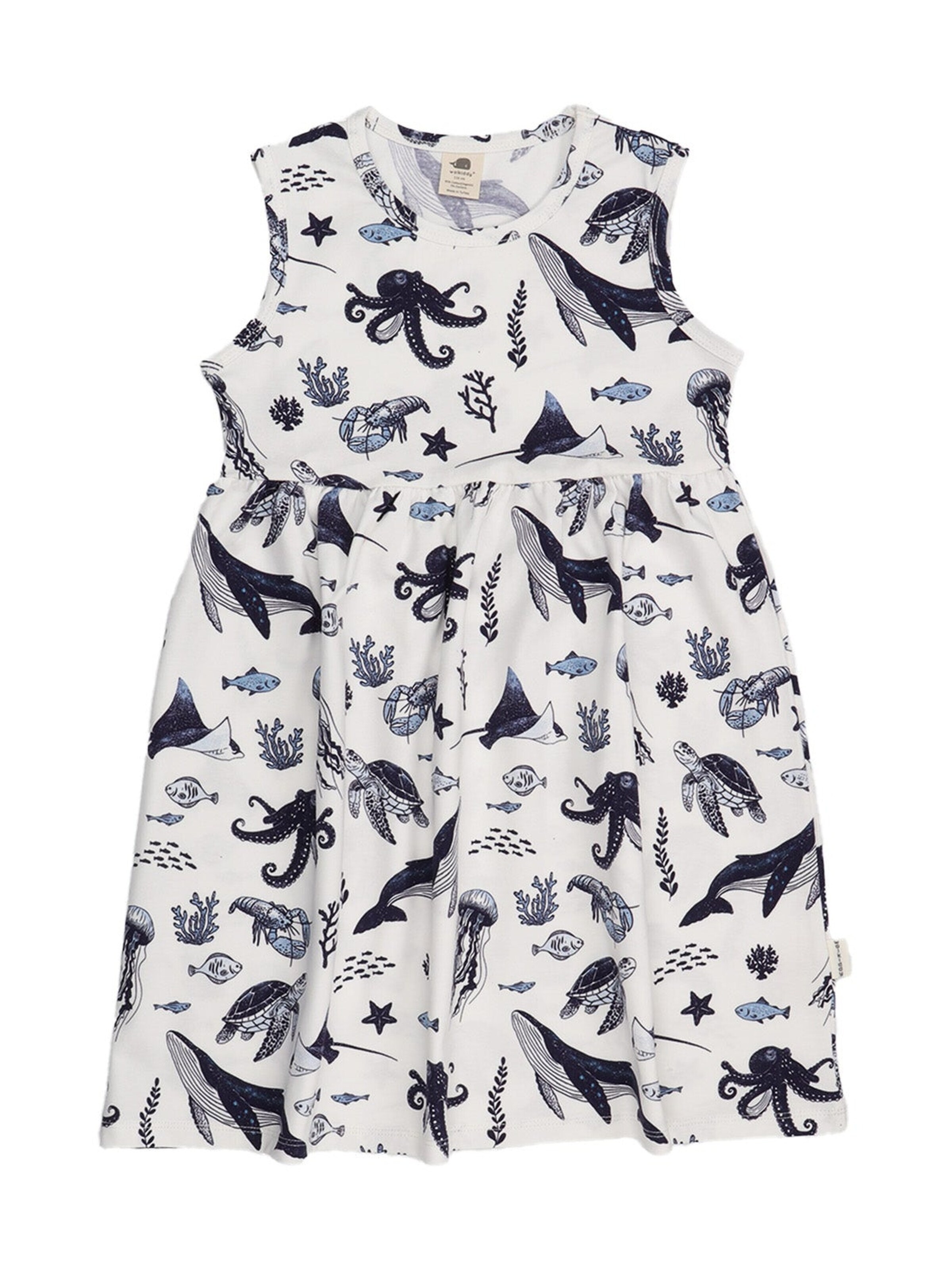Walkiddy Dress 'Walkiddy - Underwater World Sleeveless Dress' in White: front