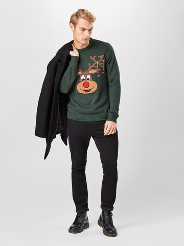 Only & Sons Regular Fit Pullover 'XMAS' in Grün