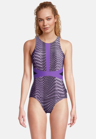 BECO the world of aquasports Bustier Badeanzug 'Hexagon' in Lila: Vorderseite