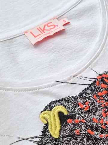 LIKS. Munich Shirt 'Tshirt mit Stickerei Keep the Feeling Gepard - PamelaC' in White