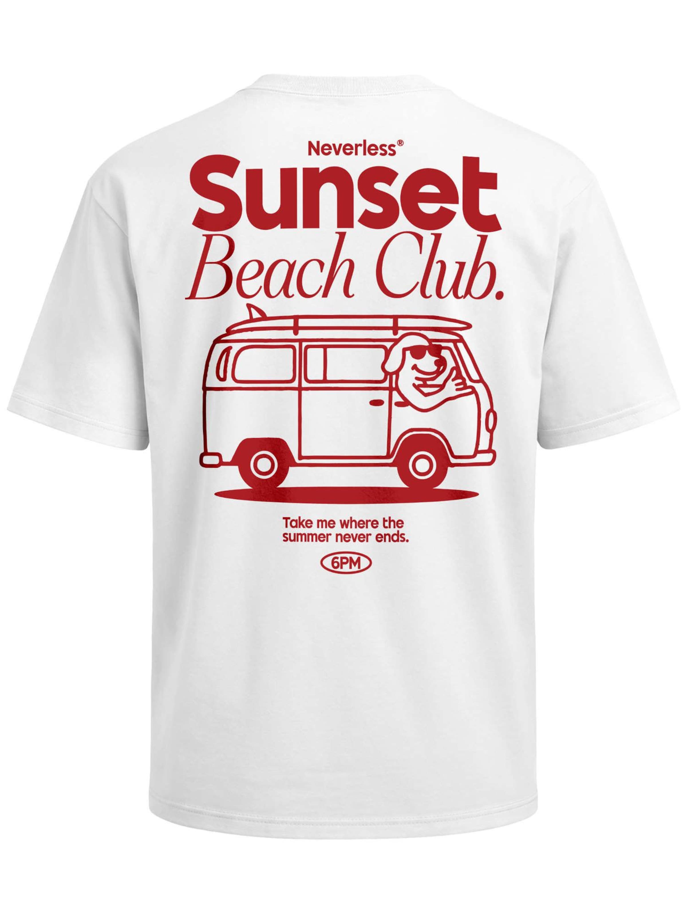 Neverless Shirt 'Sunset Beach'‌ in Weiß: Vorderseite