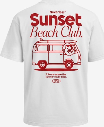 Neverless Shirt 'Sunset Beach' in Weiß: Vorderseite