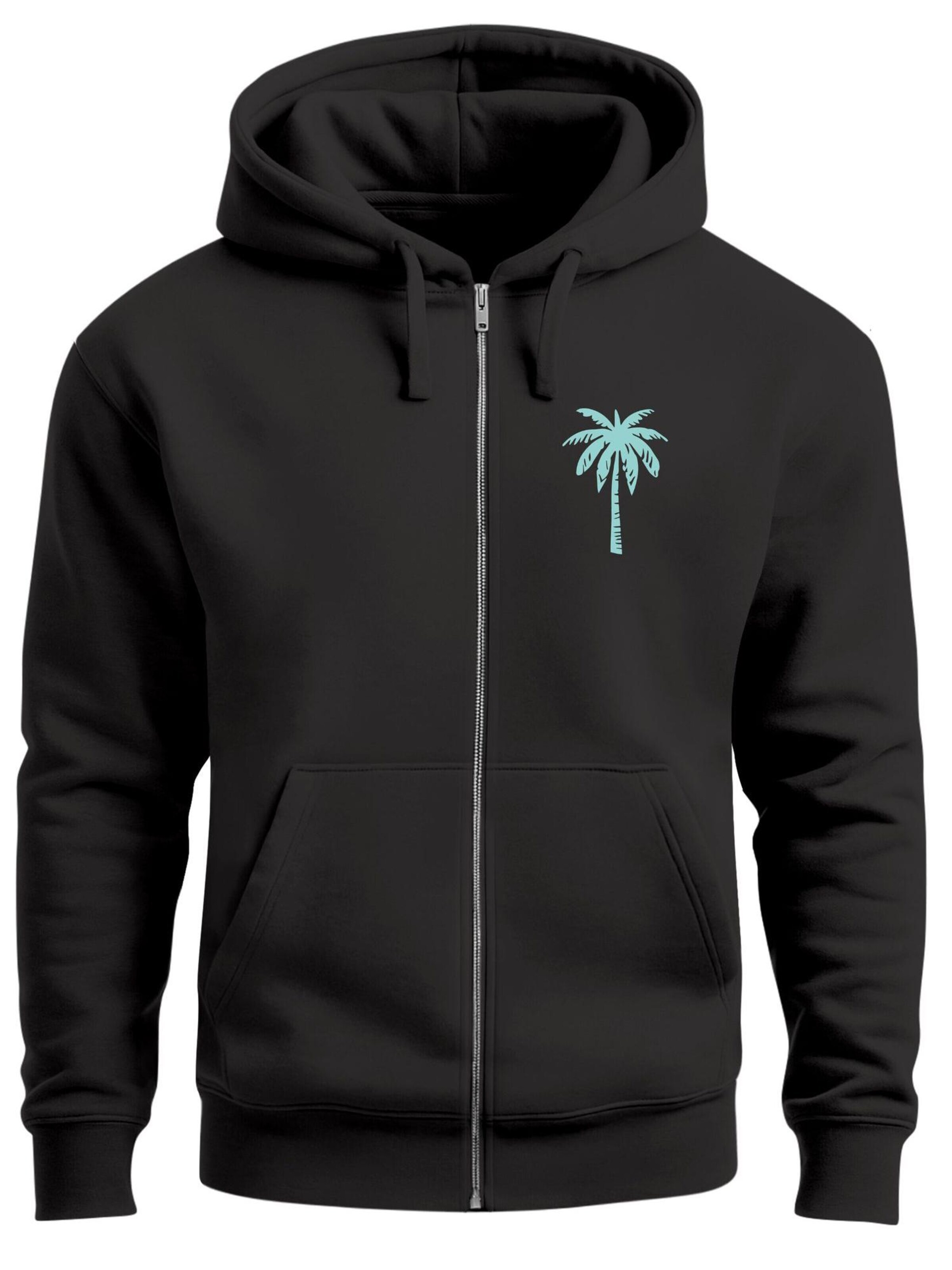 Neverless Zip-Up Hoodie 'Palme' in Black: front