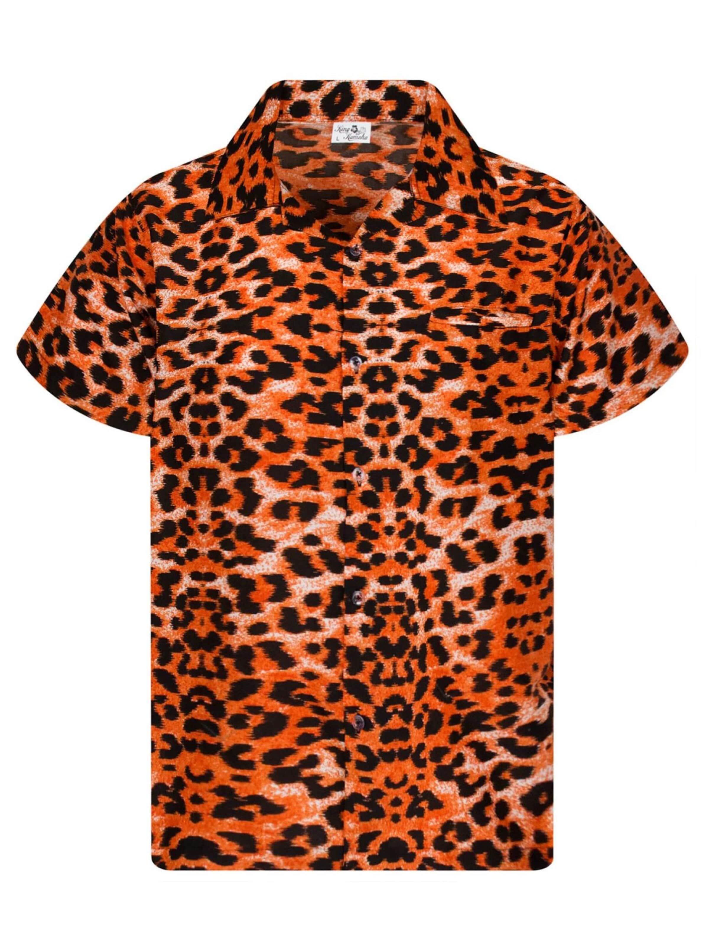 Camicia 'Leopard' di King Kameha in arancione: frontale