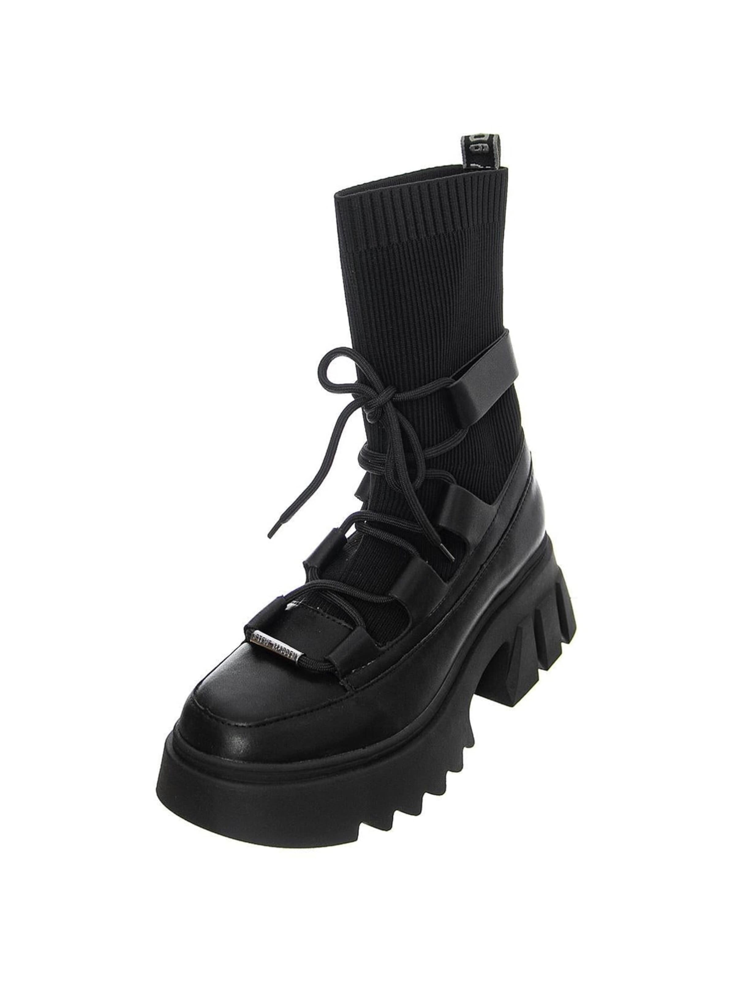 Bottes 'Womens Hierarchy Black Lace-Up Boots' STEVE MADDEN en noir : devant