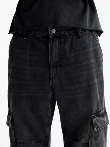 Pull&Bear Loosefit Cargojeans in Zwart