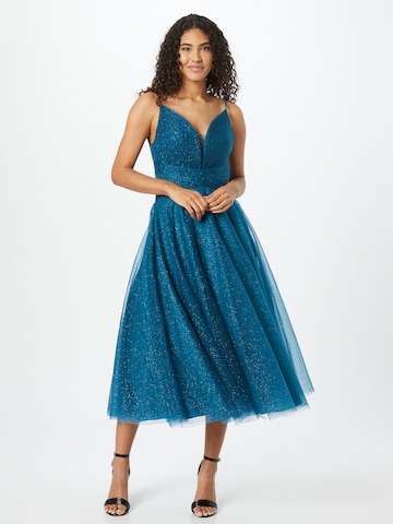 mascara Cocktail Dress in Blue: front