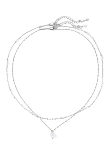 Hey Happiness Necklace 'Perlen Duo' in Silver: front