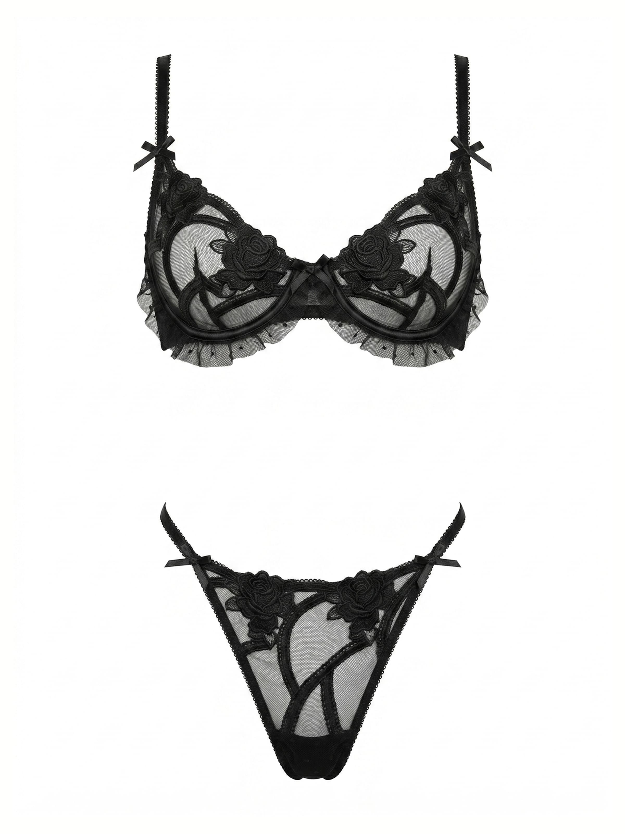 Balconcino Set di biancheria 'La Perla' di L.BEV in nero: frontale