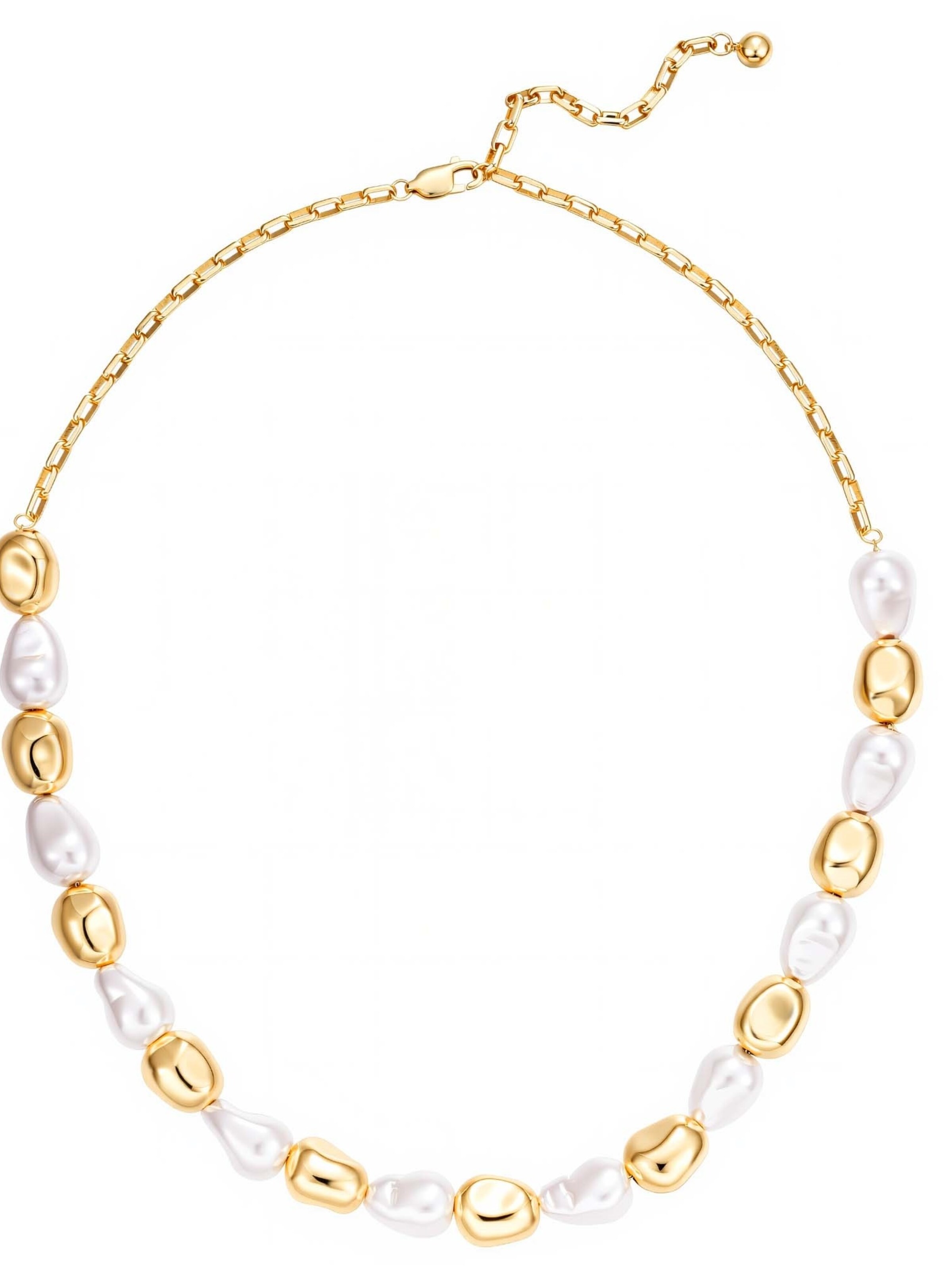 Lulu & Jane Ketting in One Size in de kleur Goud / Wit, Productweergave