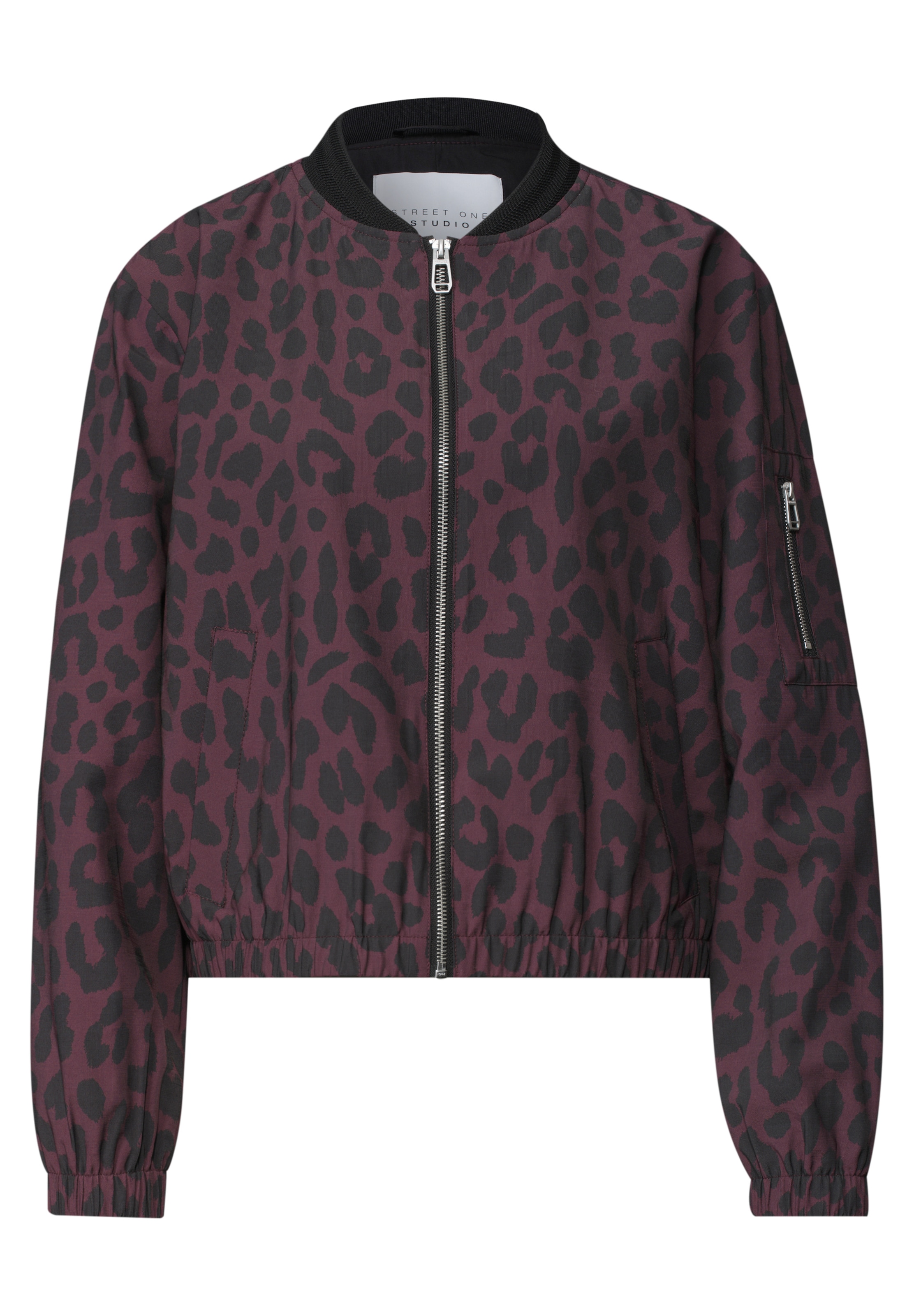 Street One Studio Blouson mit Rundhals und Leo-Muster in Lila: Vorderseite