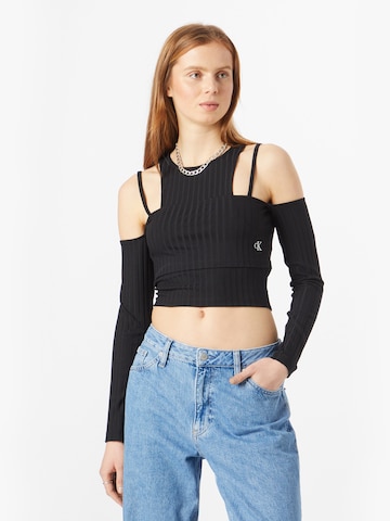 Tricou de la Calvin Klein Jeans pe negru: față