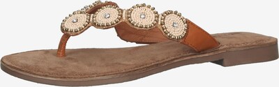 LAZAMANI T-Bar Sandals in Cream / Brown / Gold / White, Item view