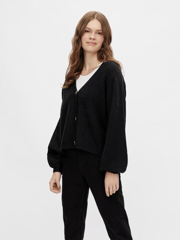 PIECES Knit cardigan in Black: front