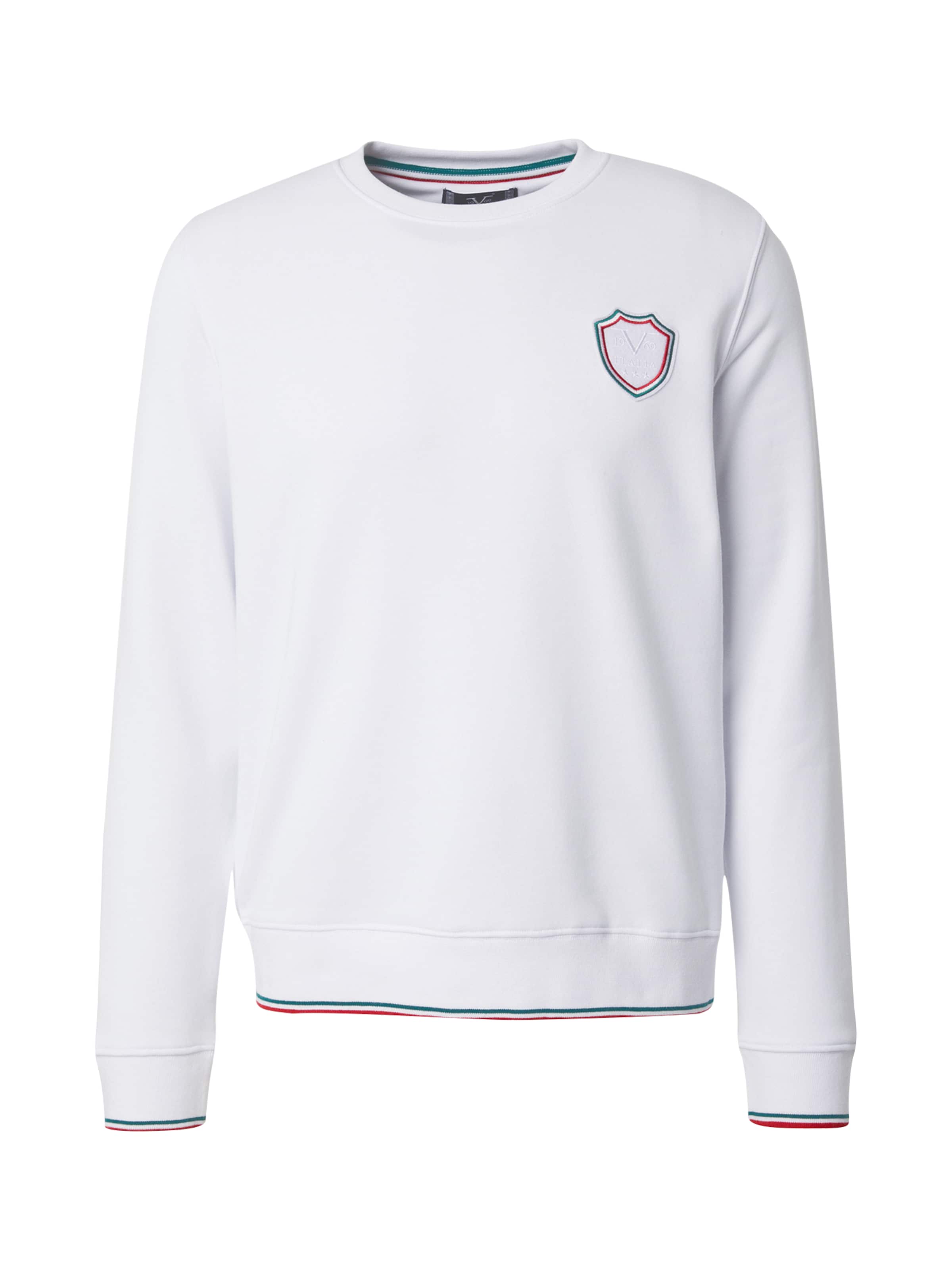 19V69 ITALIA Μπλούζα φούτερ 'Samu' σε λευκό: μπροστά