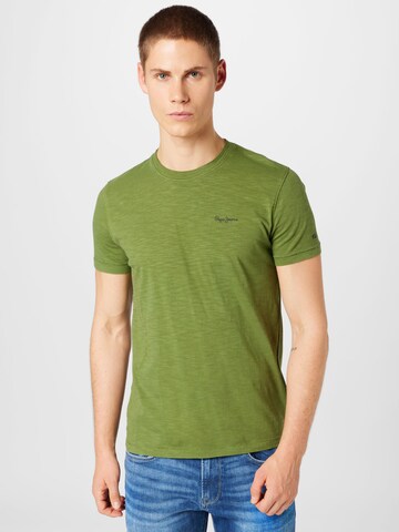 Pepe Jeans - Camiseta 'THANE' en verde: frente