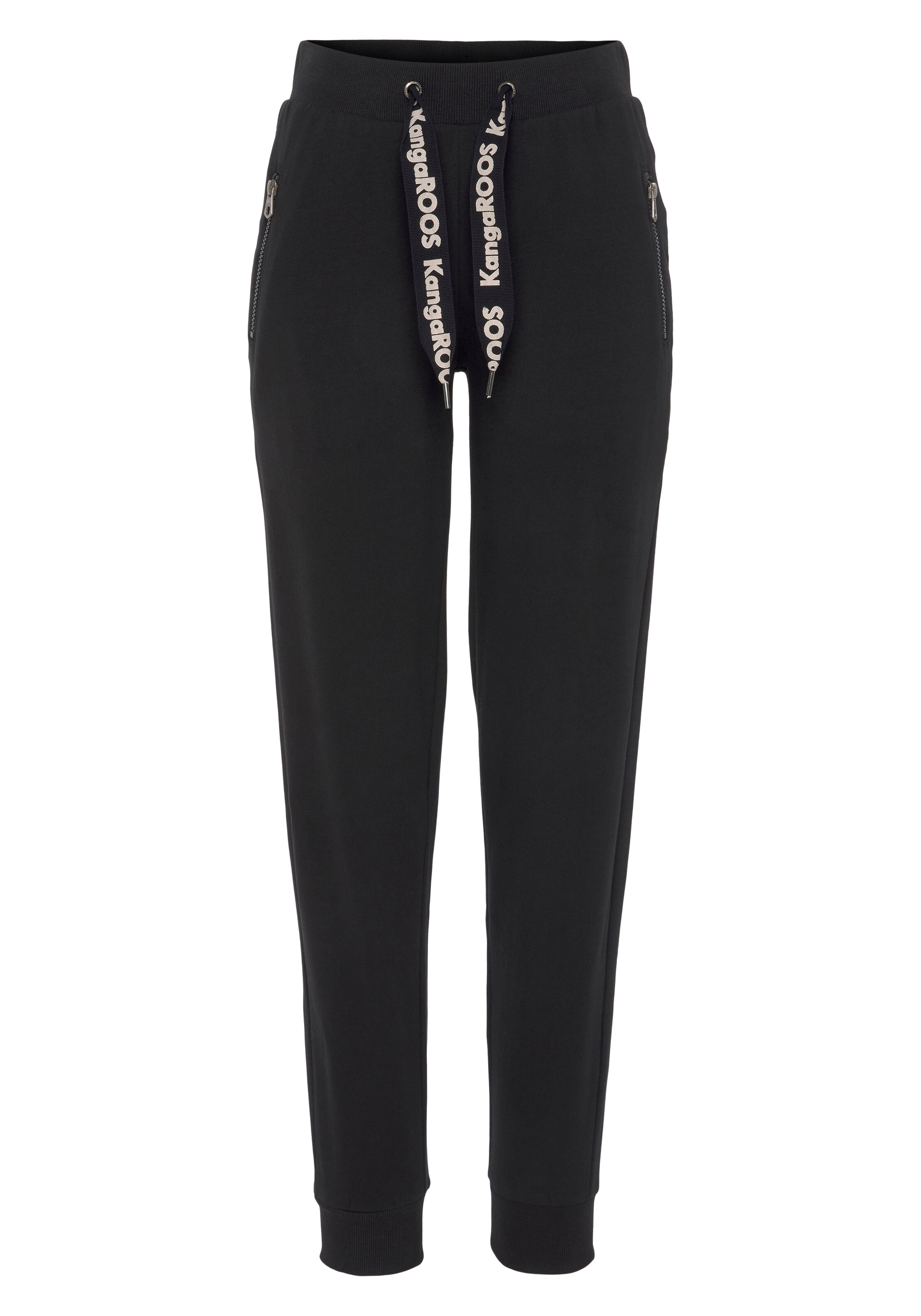 KangaROOS Tapered Pants in Black: front