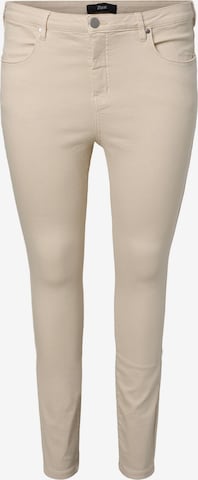 Zizzi - Slimfit Vaquero 'JABBY' en beige: frente