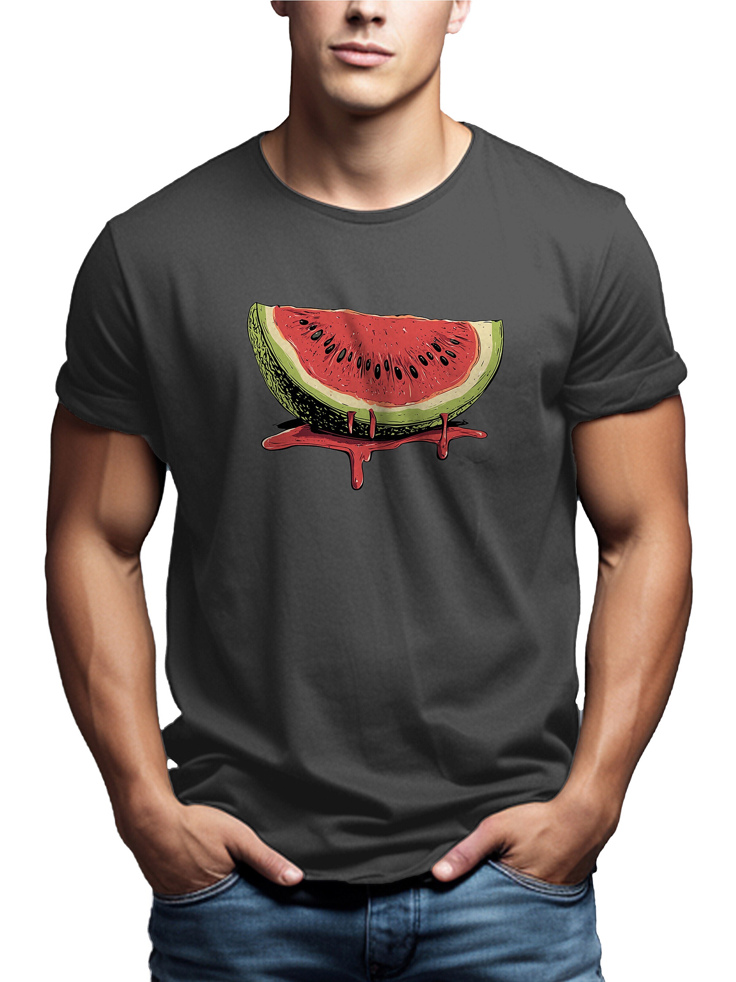 MAKAYA Shirt 'Watermelon' in Grey