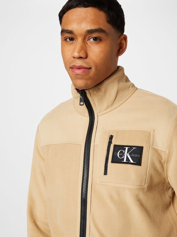 Calvin Klein Jeans Fleece jas in Beige