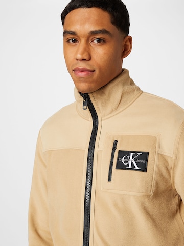 Jachetă  fleece de la Calvin Klein Jeans pe bej