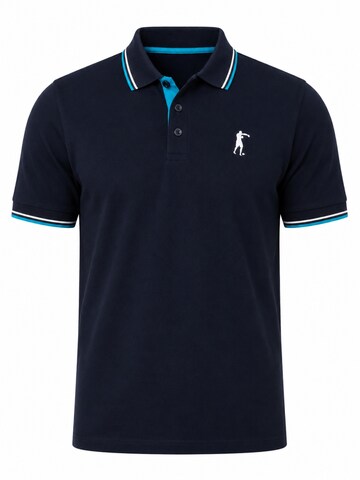 Boxeur des Rues Shirt 'Men's Polo Shirt Boxeur des Rues Pique Cotton, Dark Navy, Turquoise Stripes' in Blue: front