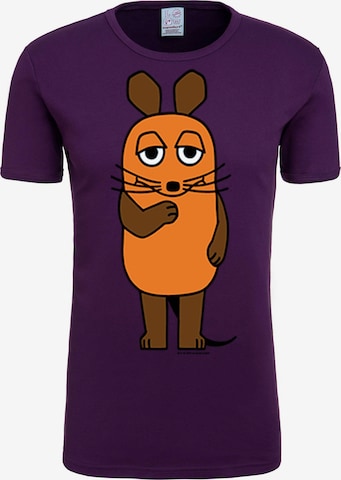 LOGOSHIRT T-Shirt 'Die Sendung mit der Maus' in Lila: Vorderseite