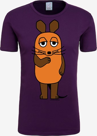 LOGOSHIRT Shirt 'Die Sendung mit der Maus' in Purple: front