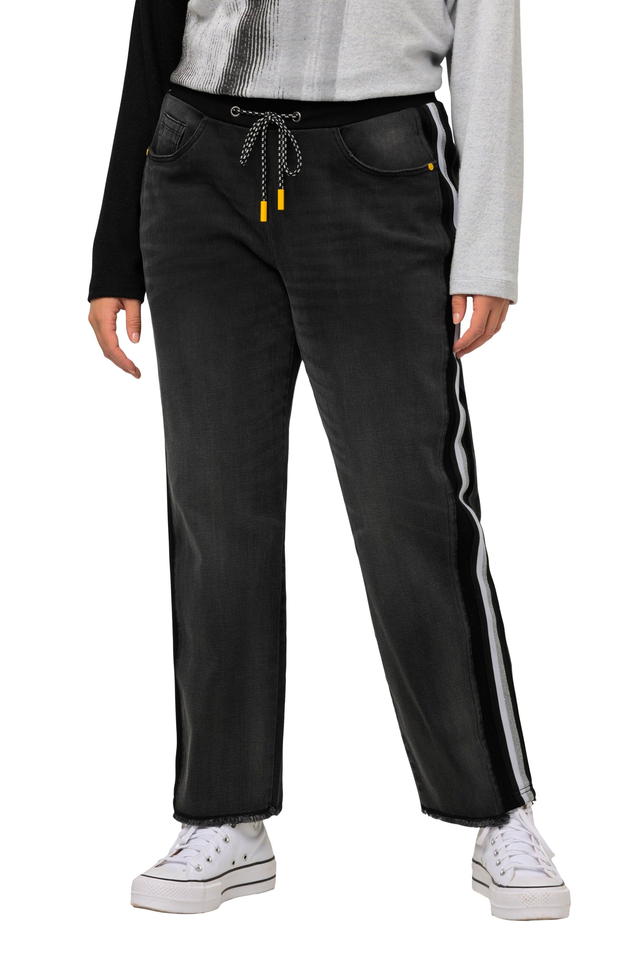 Ulla Popken Loosefit Hose in Schwarz: Vorderseite