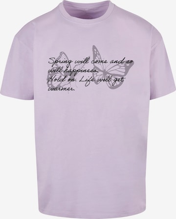 Merchcode Shirt 'Spring Saying' in Lila: voorkant