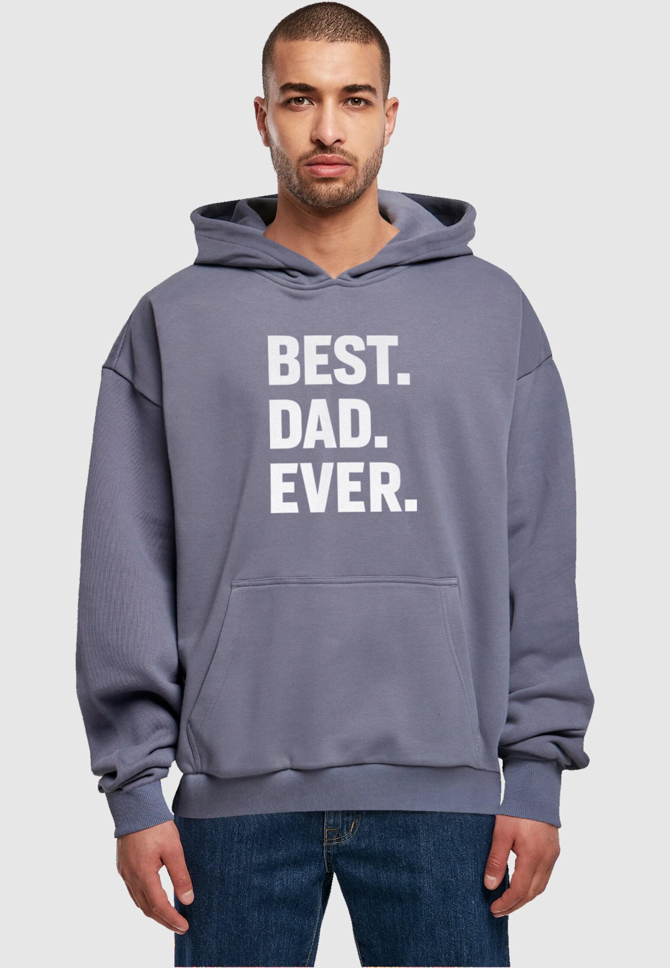 Merchcode Sweatshirt 'Fathers Day - Best Dad Ever' in Blauw: voorkant