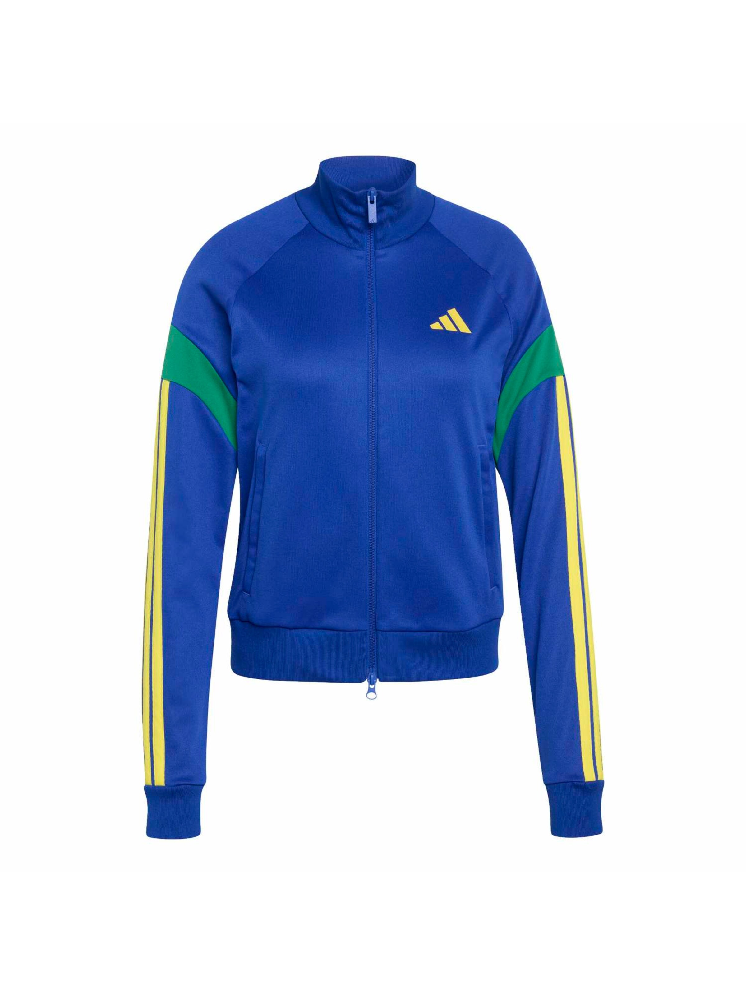 Bluză cu fermoar sport 'HER' de la ADIDAS SPORTSWEAR pe albastru: față