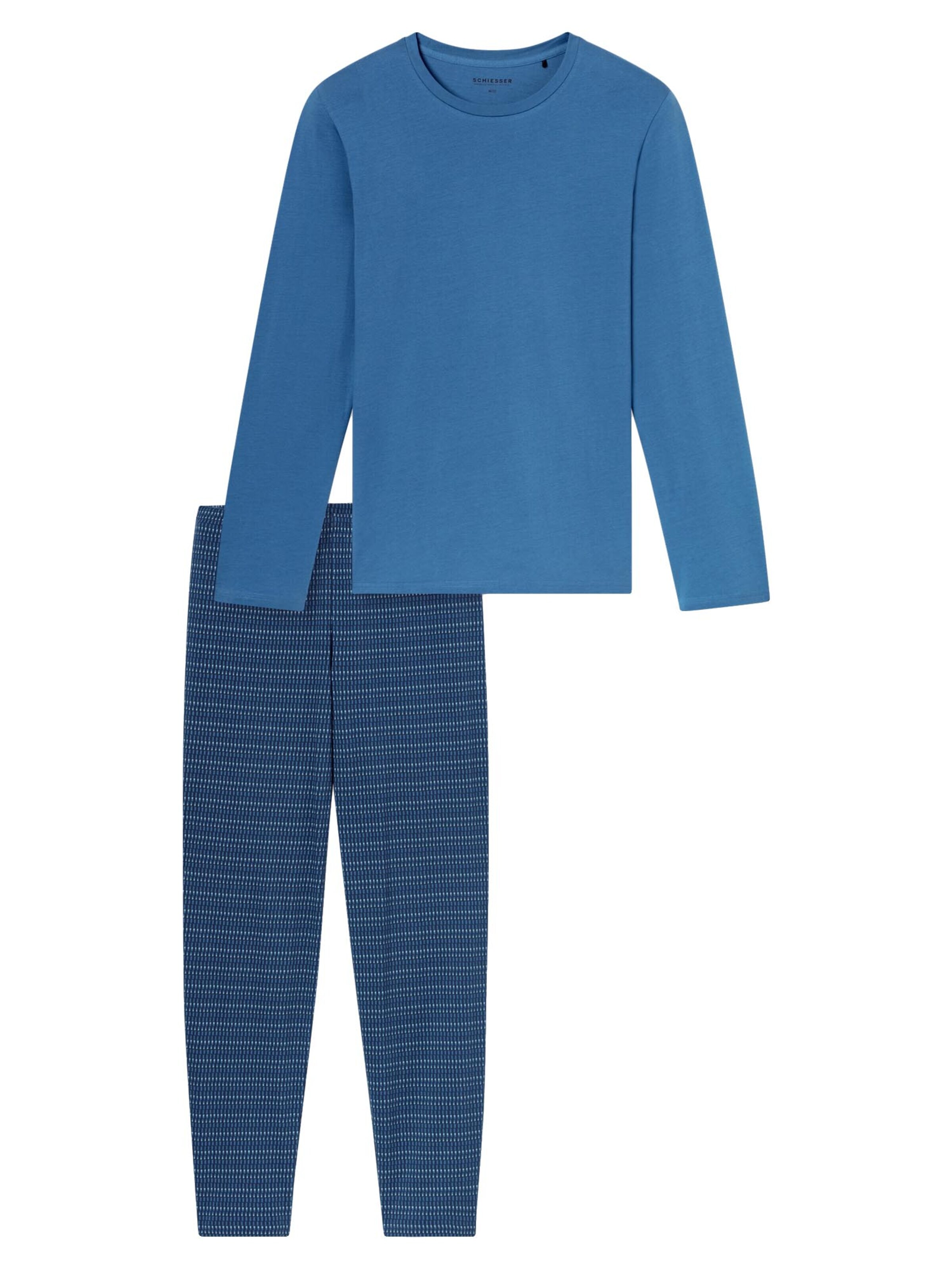 SCHIESSER Pyjama lang 'Casual Essentials'‌ in Blau: Vorderseite