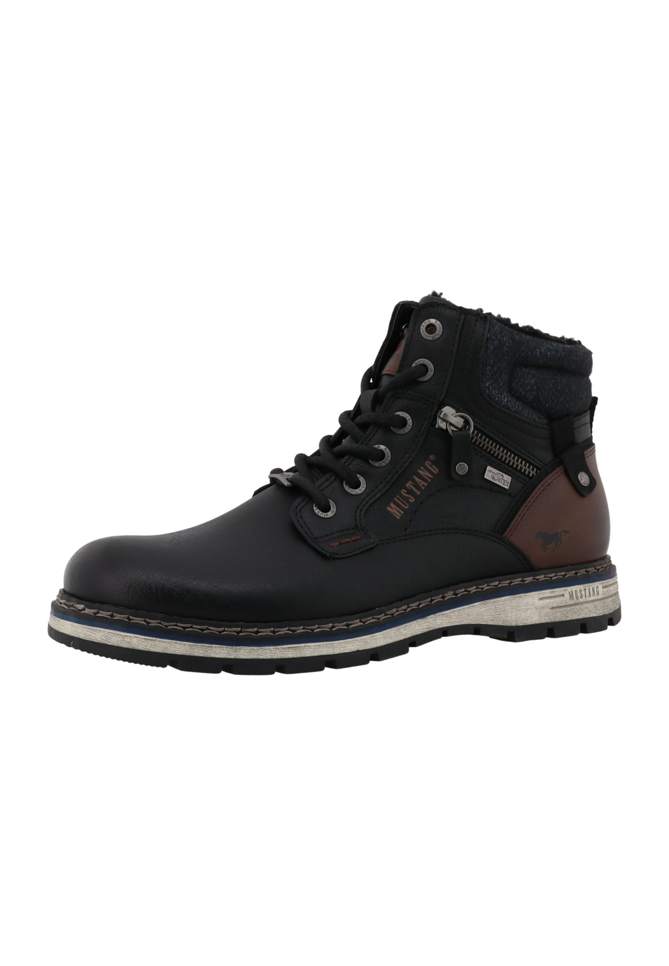 MUSTANG - Botas com atacadores em preto: frente