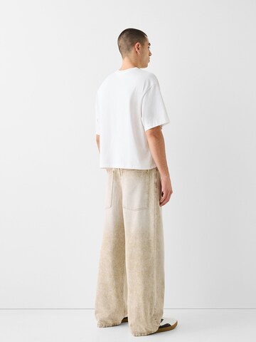 Bershka Wide Leg Jeans in Beige