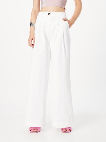 Nasty Gal Wide leg Veckad byxa i vit: framsida