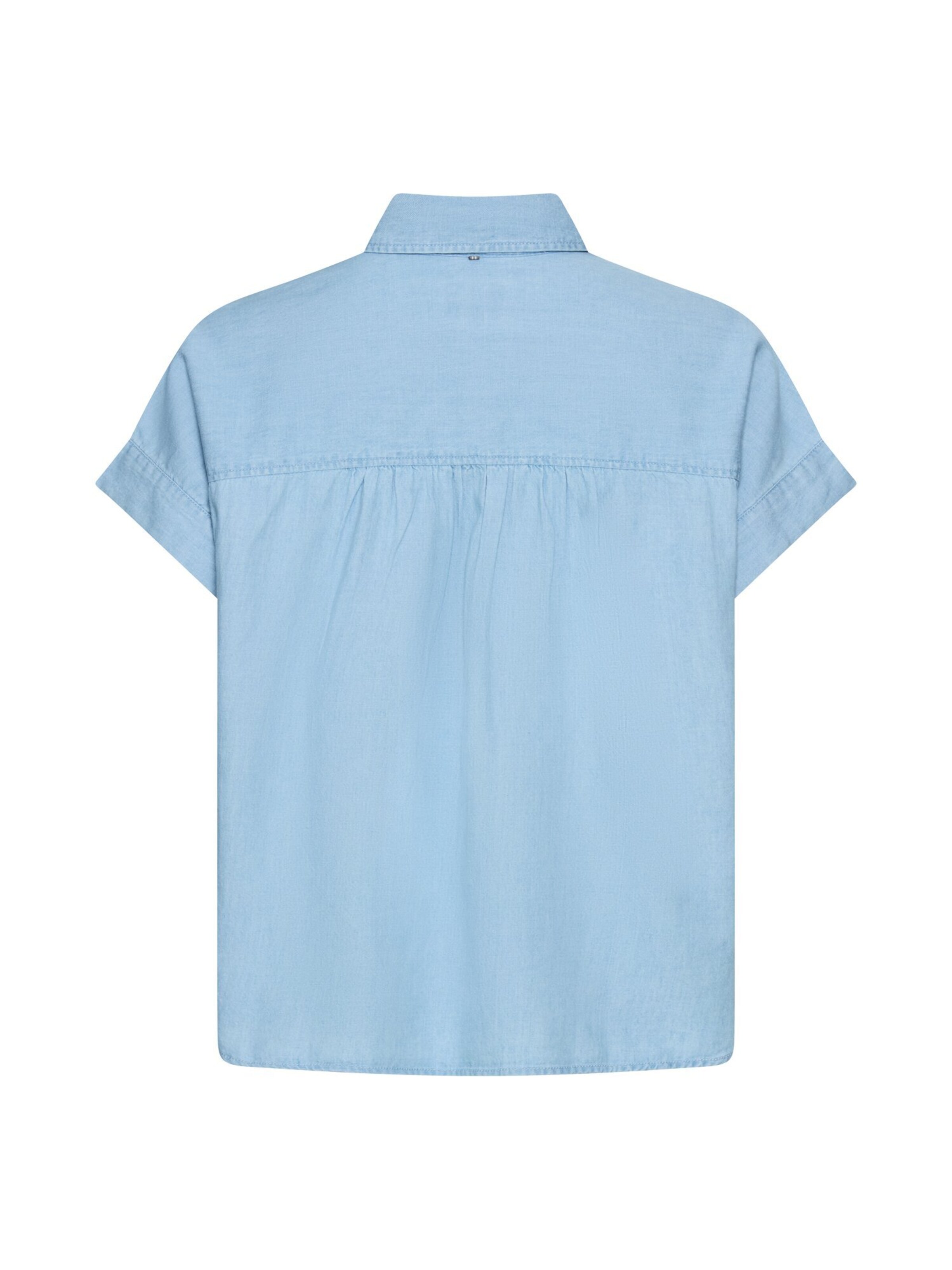 CAMEL ACTIVE Kurzarm Bluse mit Knopfleiste in Blau