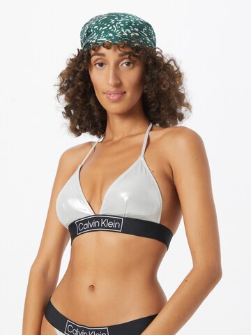 Calvin Klein Swimwear Triangle Bikini Top in Grey: front