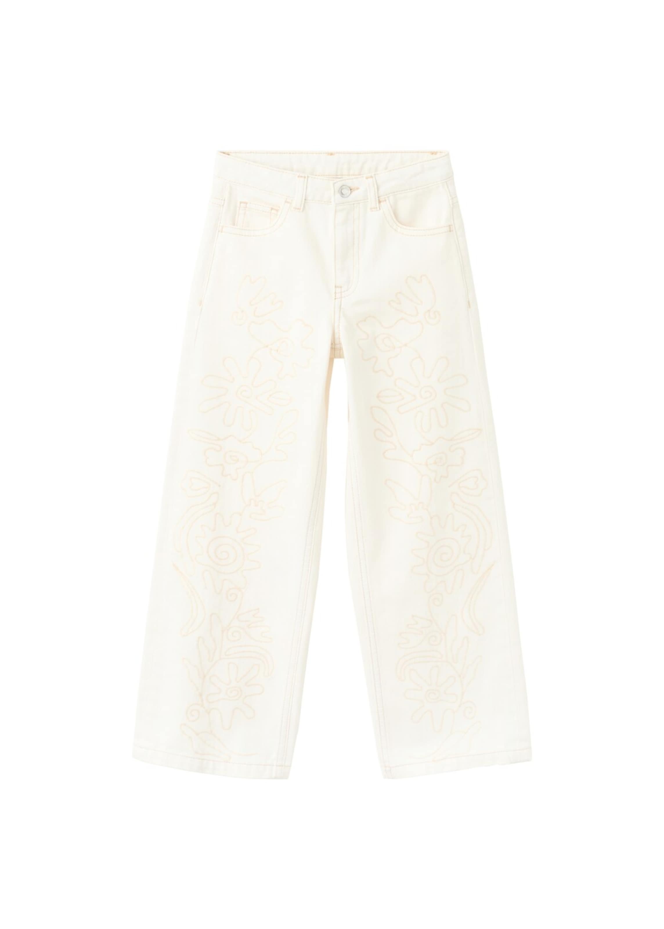 MANGO KIDS Wide leg Jeans 'Paolina' in Beige: front