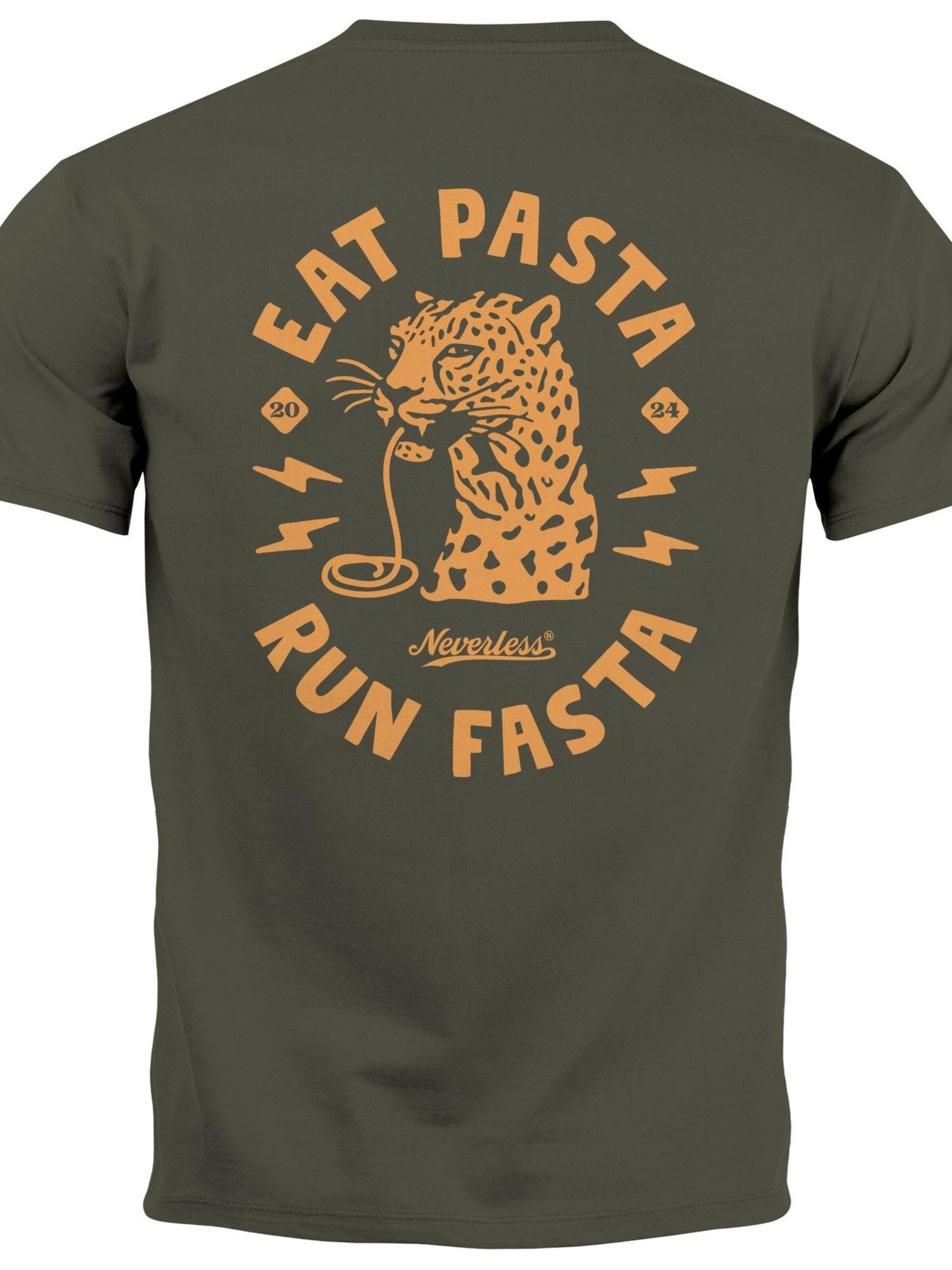 Neverless Shirt 'Eat pasta' in Green