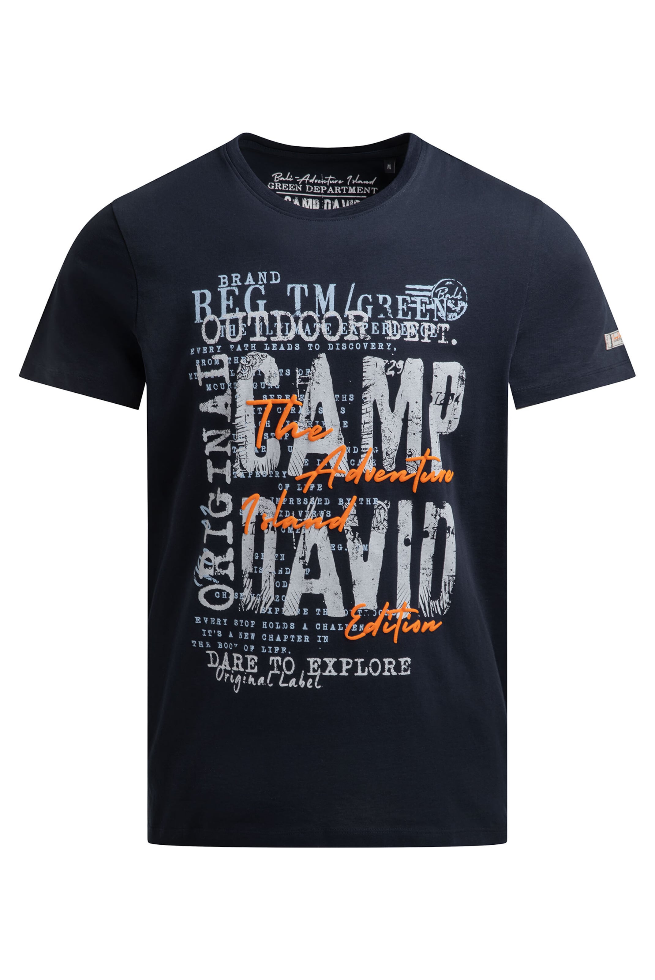 CAMP DAVID T-Shirt Rundhals mit Logo Prints in Blau: Vorderseite