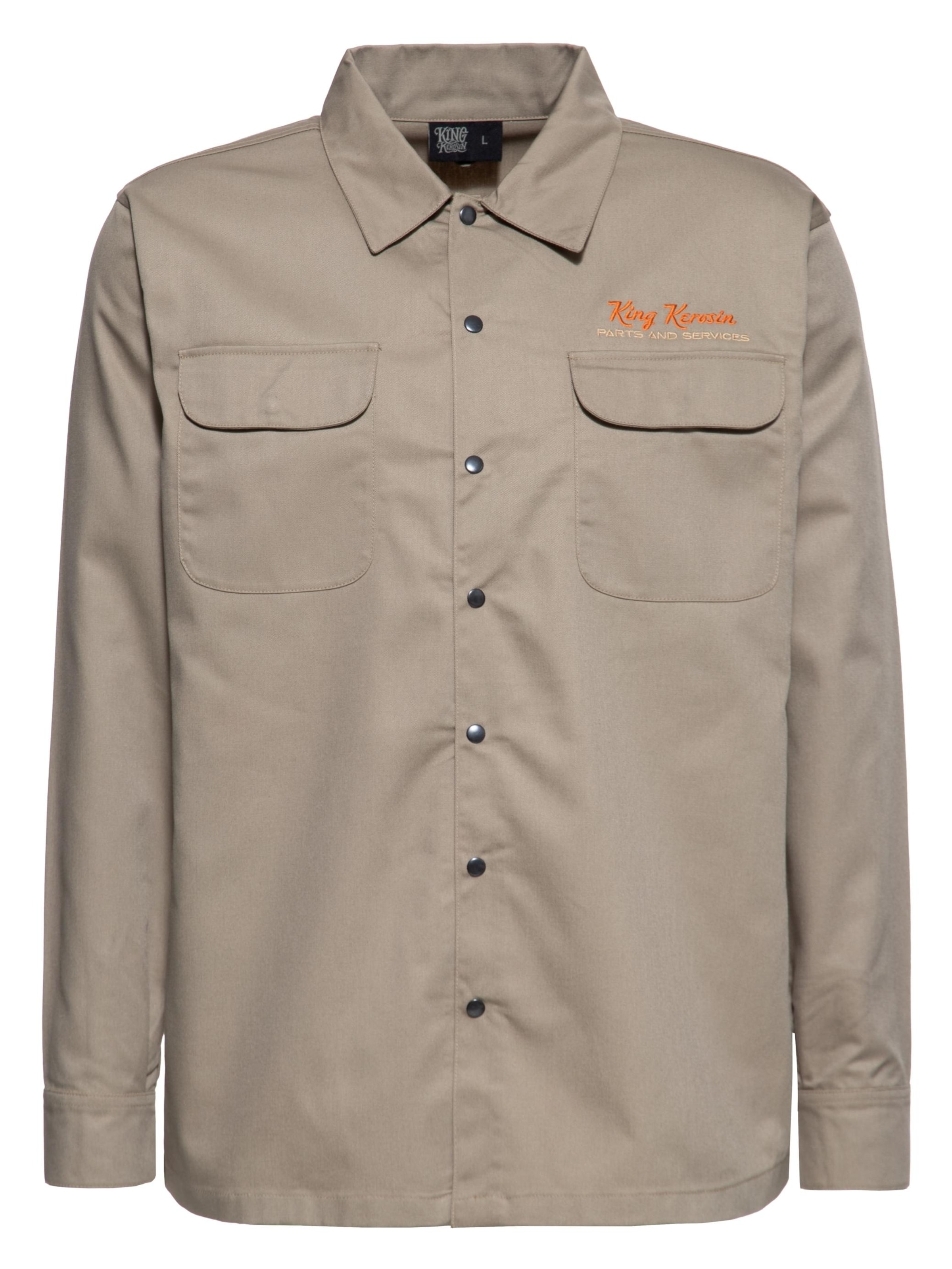 King Kerosin Regular fit Button Up Shirt 'Steel Beast' in Beige: front