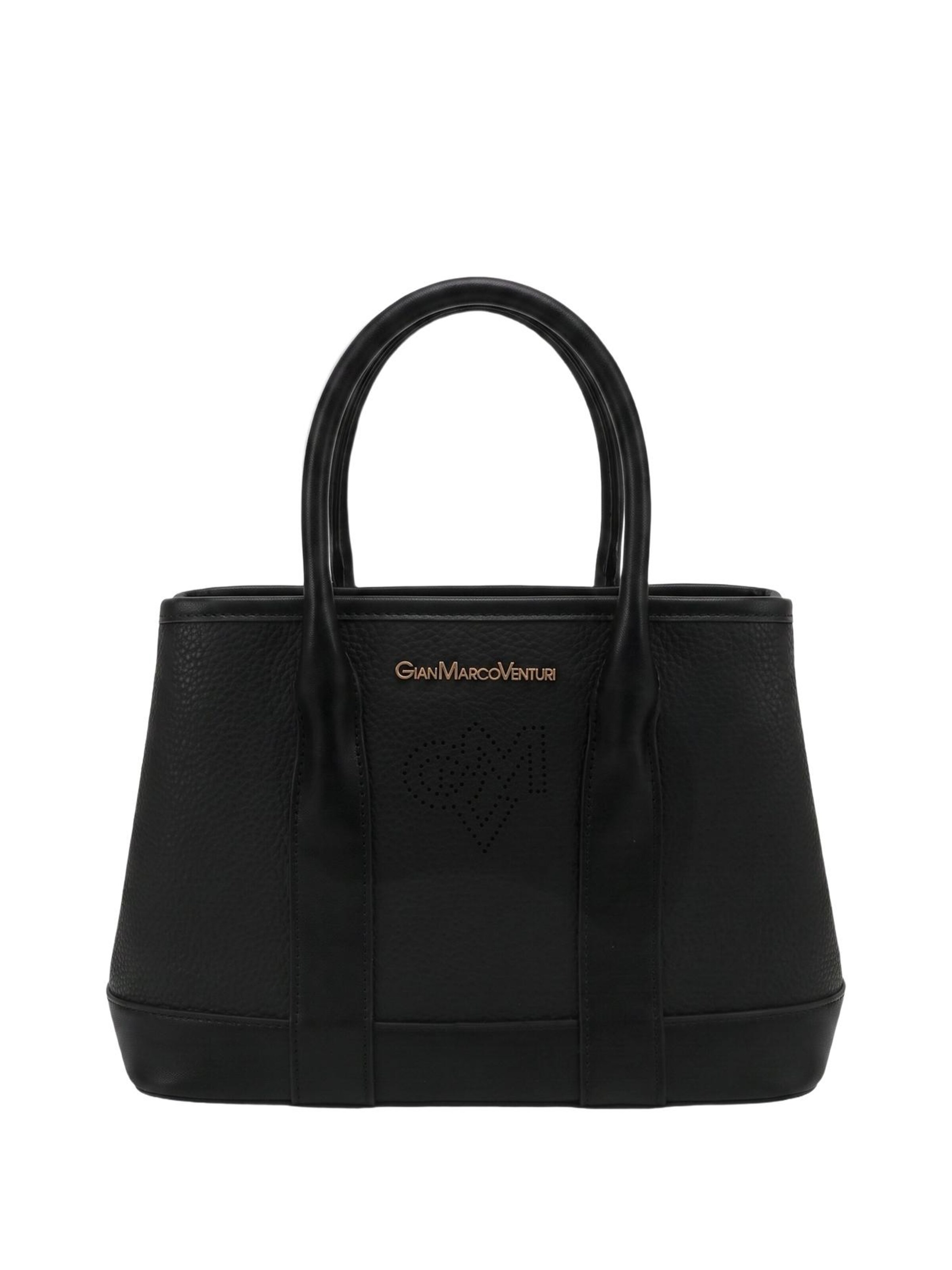 Borsa a spalla 'Borsa a Spalla Donna PVC Gianmarco Venturi con Zip e Cuore' di GianMarco Venturi in nero: frontale